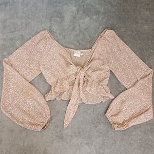 Polly Floral Crop Top 6 Sheer Puff Sleeve Tie Front Romanticcore